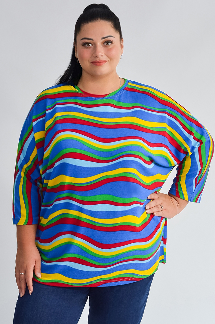 Блуза з полосатим принтом великих розмірів