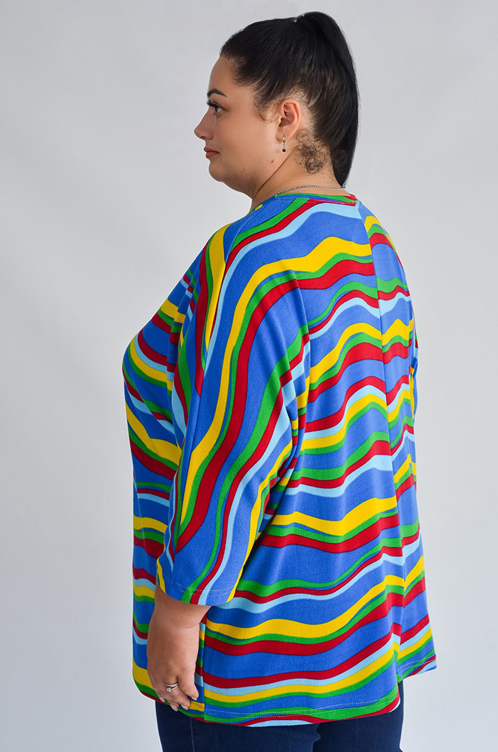 Блуза з полосатим принтом великих розмірів