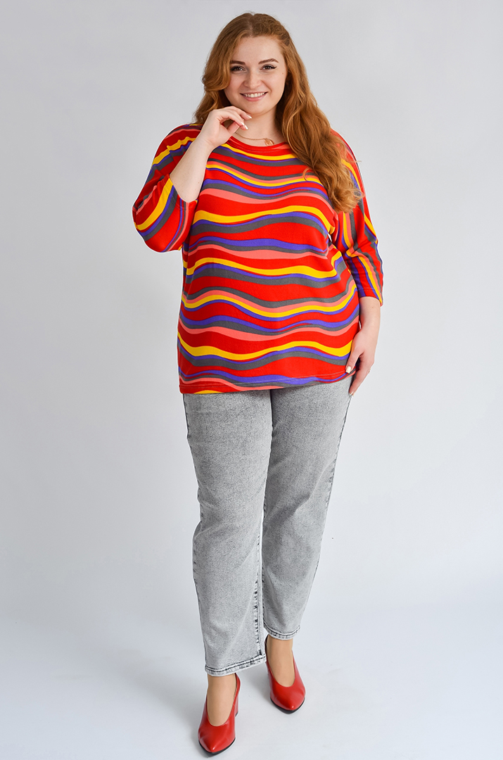 Блуза з полосатим принтом великих розмірів