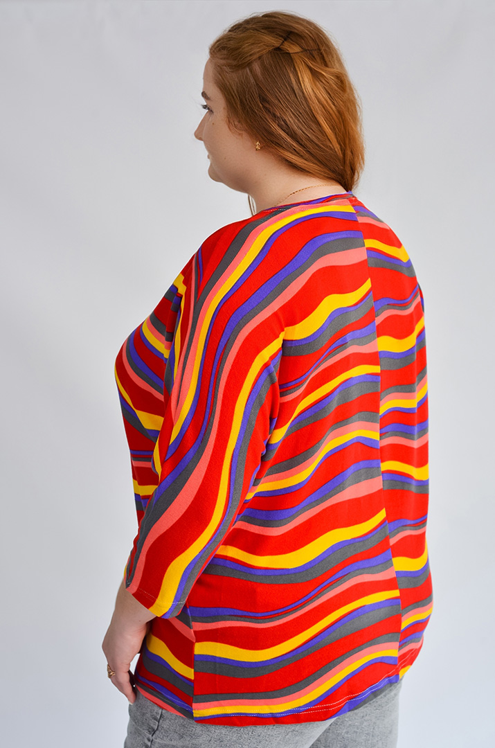 Блуза з полосатим принтом великих розмірів