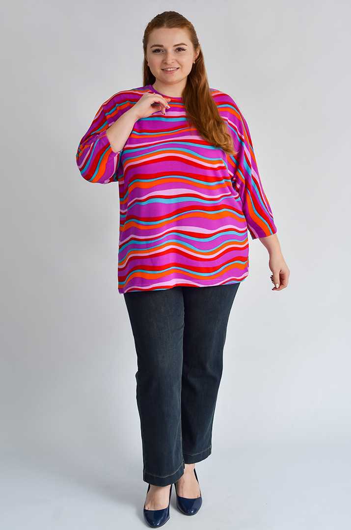 Блуза з полосатим принтом великих розмірів