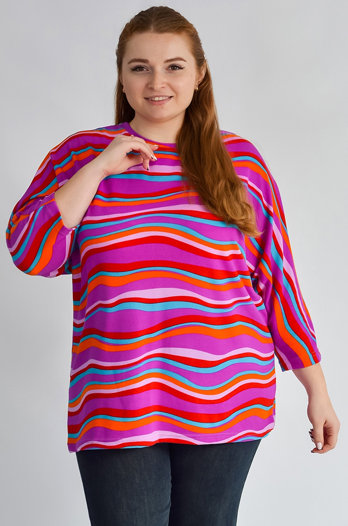 Блуза з полосатим принтом великих розмірів