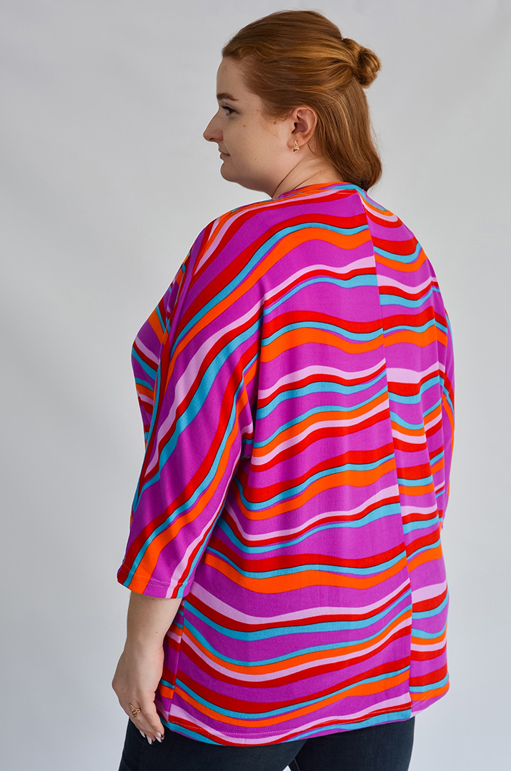 Блуза з полосатим принтом великих розмірів