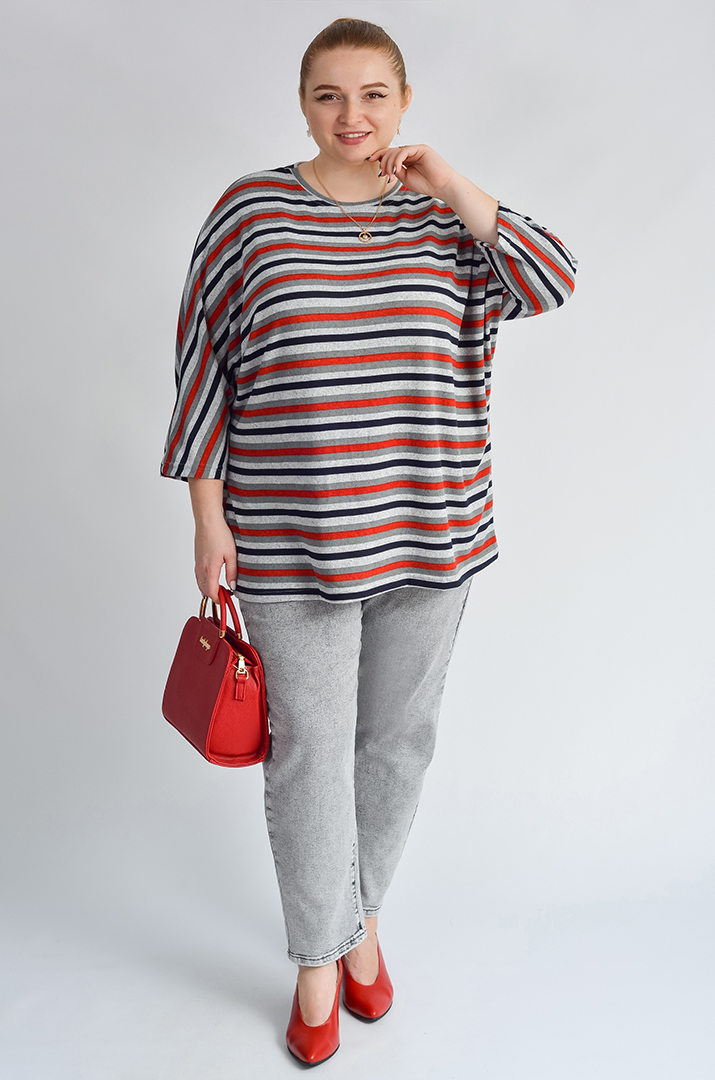 Блуза з полосатим принтом великих розмірів