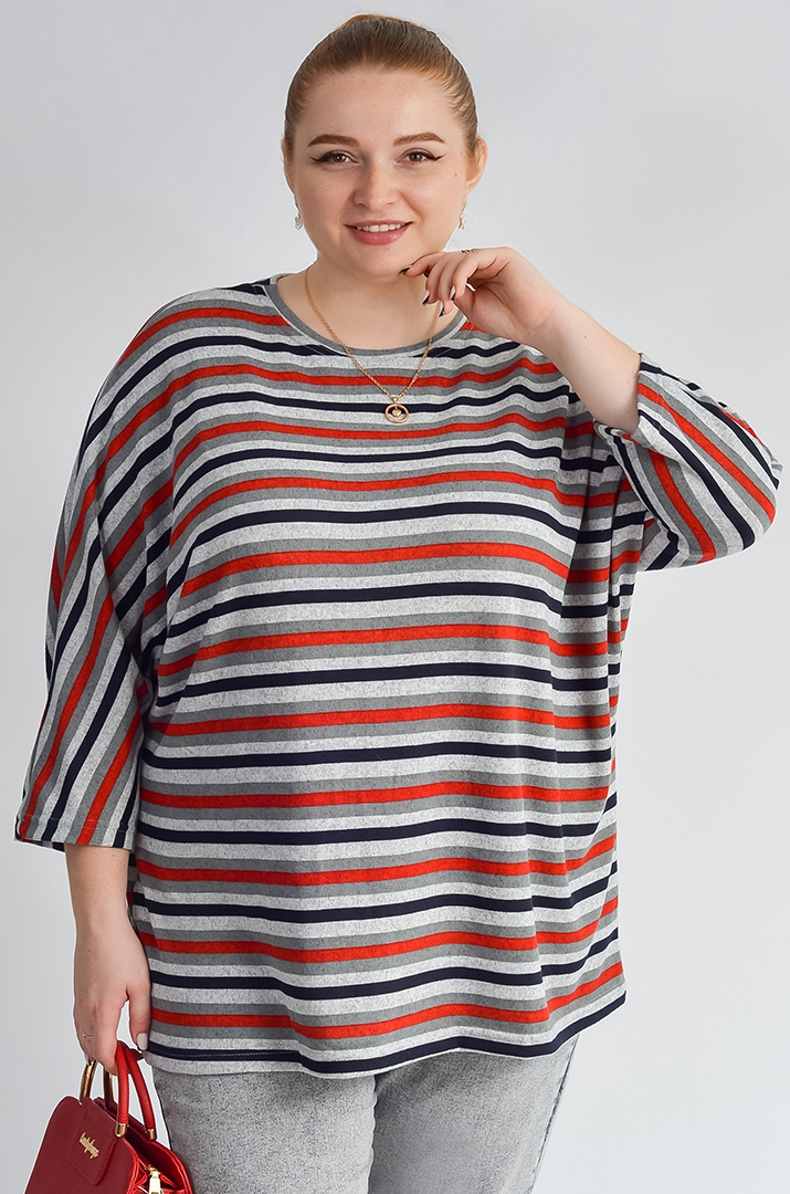 Блуза з полосатим принтом великих розмірів
