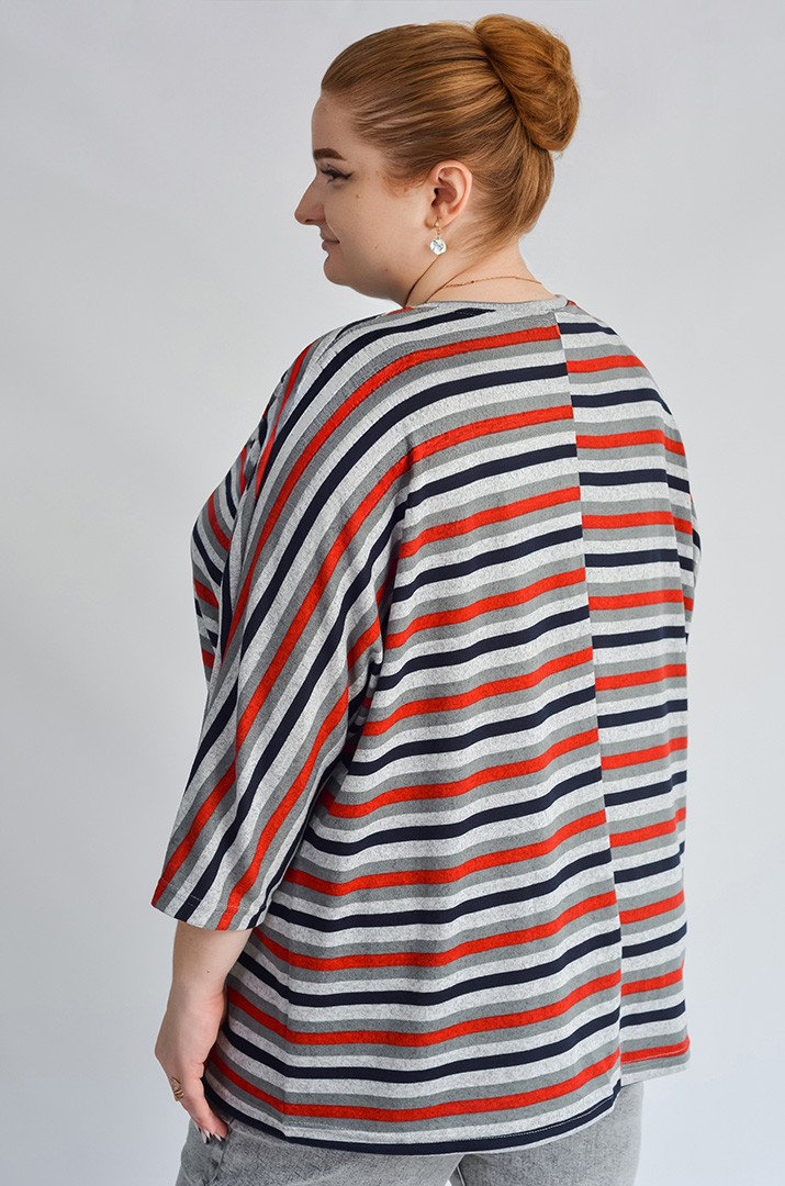 Блуза з полосатим принтом великих розмірів