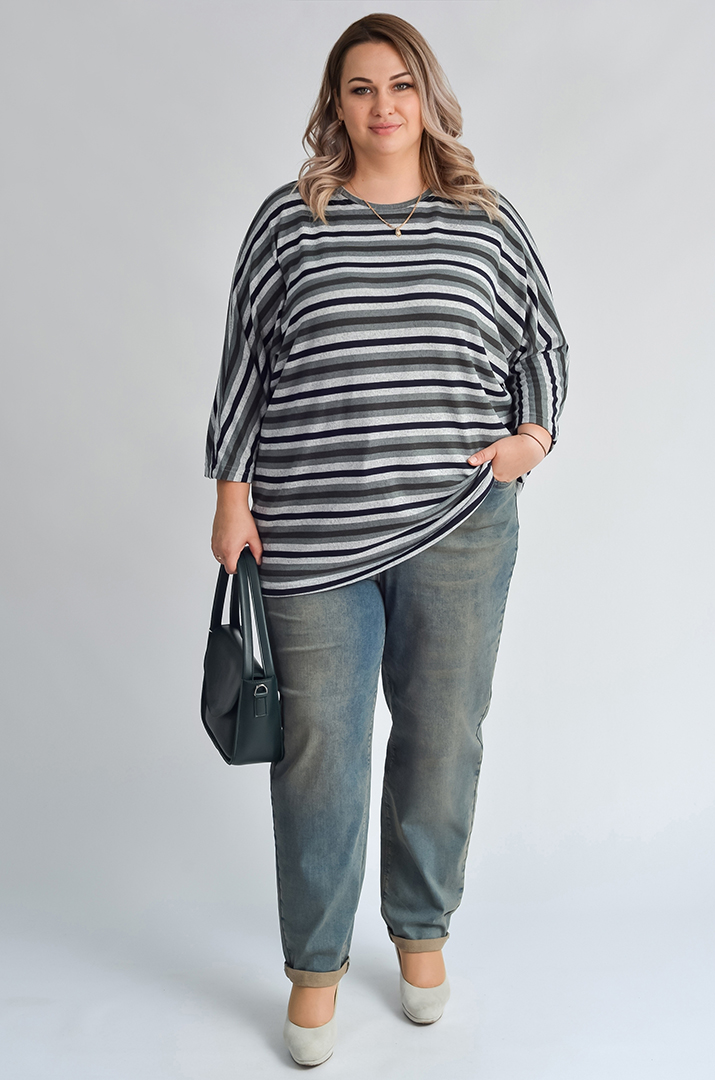 Блуза з полосатим принтом великих розмірів
