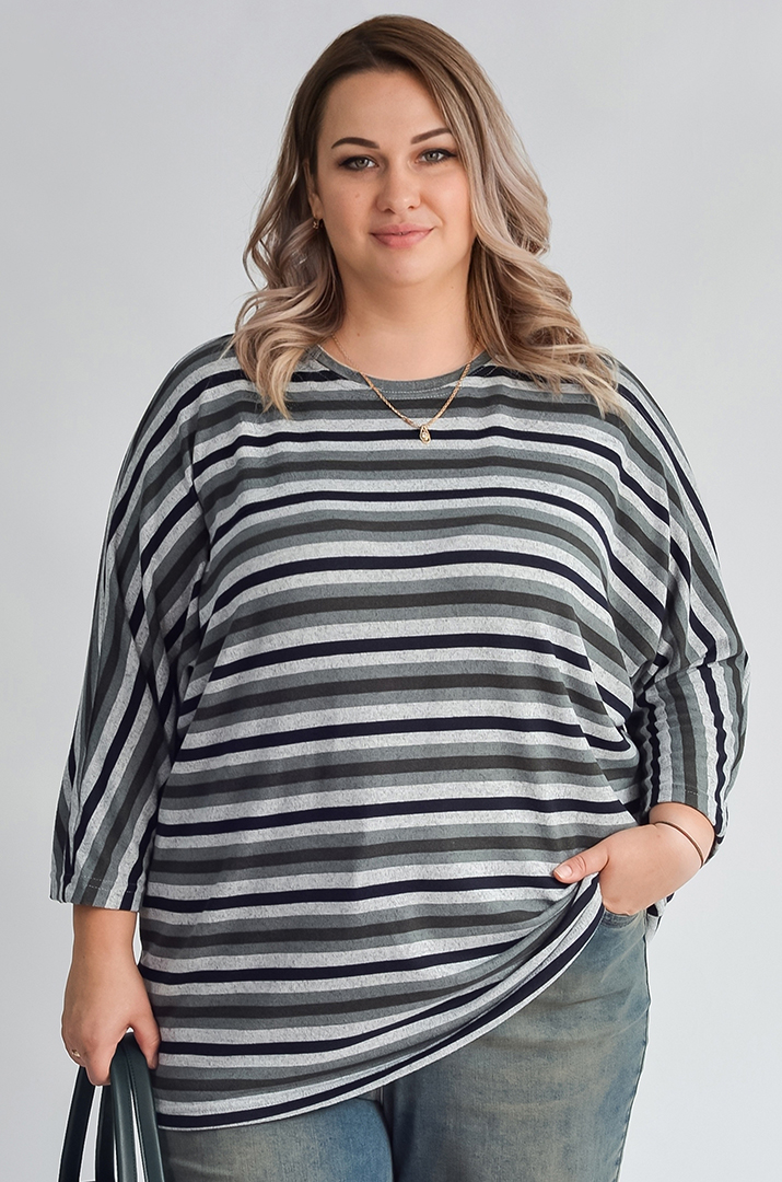 Блуза з полосатим принтом великих розмірів