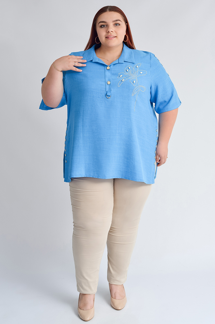 Блуза з декоративною аплікацією та бусинами великих розмірів