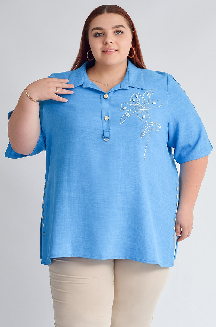 Блуза з декоративною аплікацією та бусинами великих розмірів