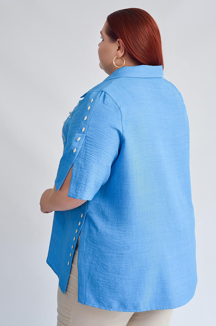 Блуза з декоративною аплікацією та бусинами великих розмірів