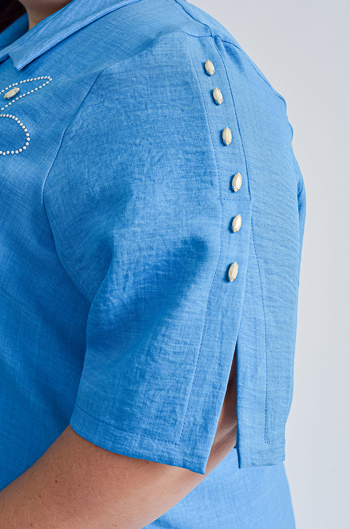 Блуза з декоративною аплікацією та бусинами великих розмірів