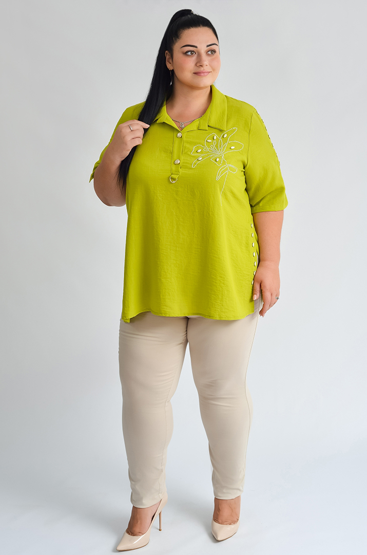 Блуза з декоративною аплікацією та бусинами великих розмірів