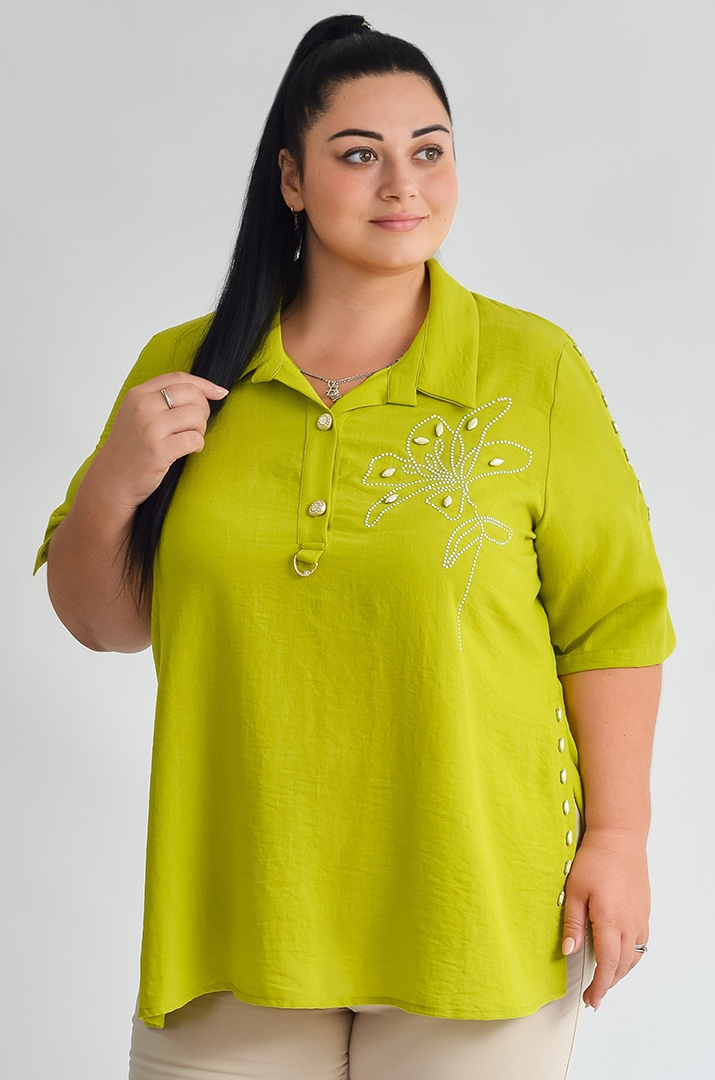 Блуза з декоративною аплікацією та бусинами великих розмірів