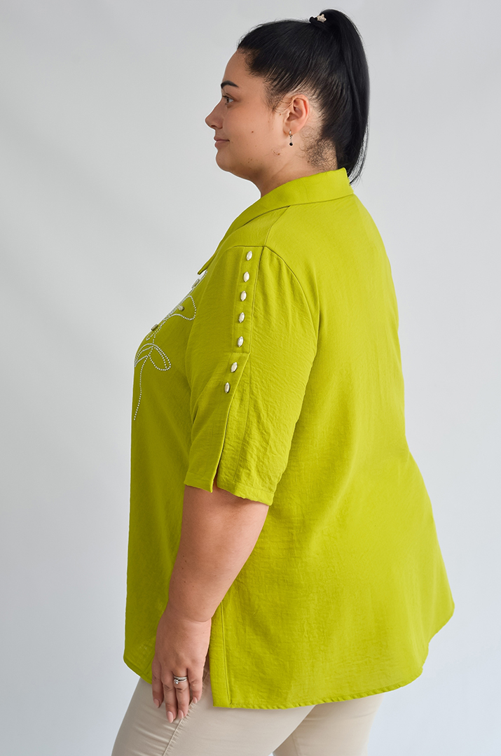 Блуза з декоративною аплікацією та бусинами великих розмірів