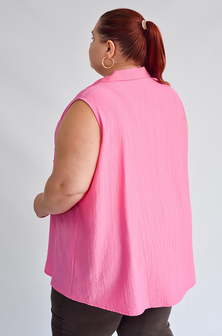 Блуза без рукавів з квітковим декором великих розмірів