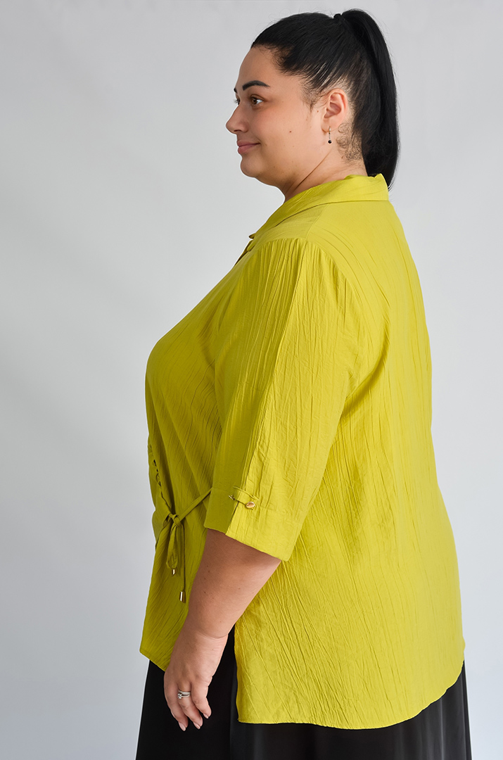 Довга блуза з декоративною зборкою великих розмірів