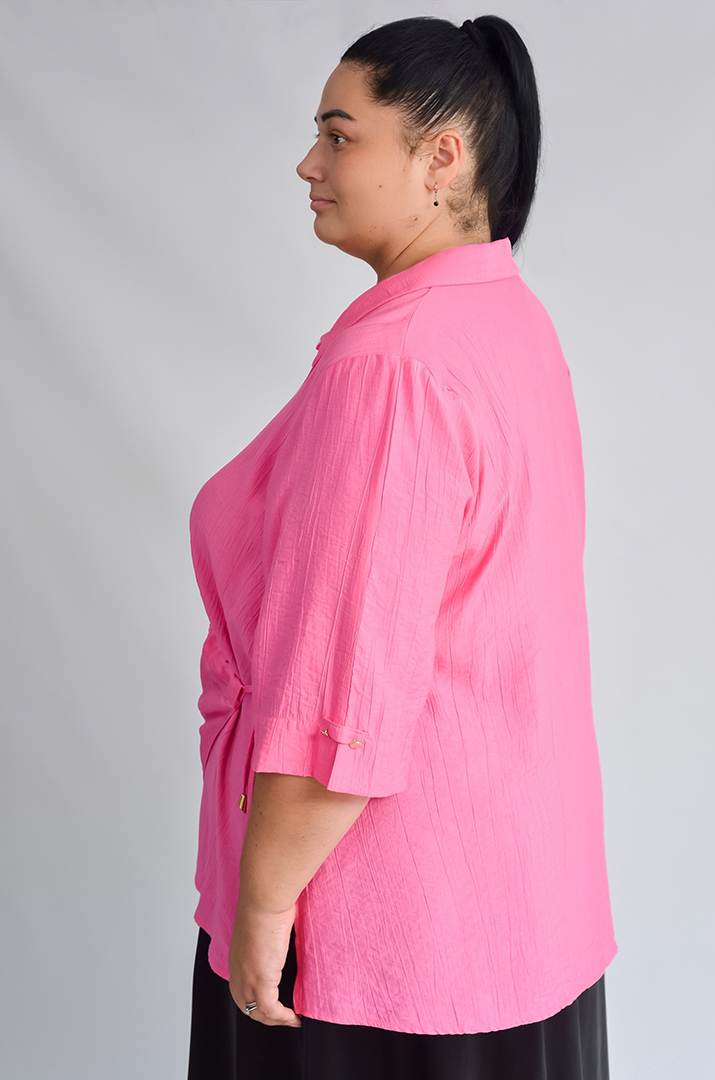 Довга блуза з декоративною зборкою великих розмірів