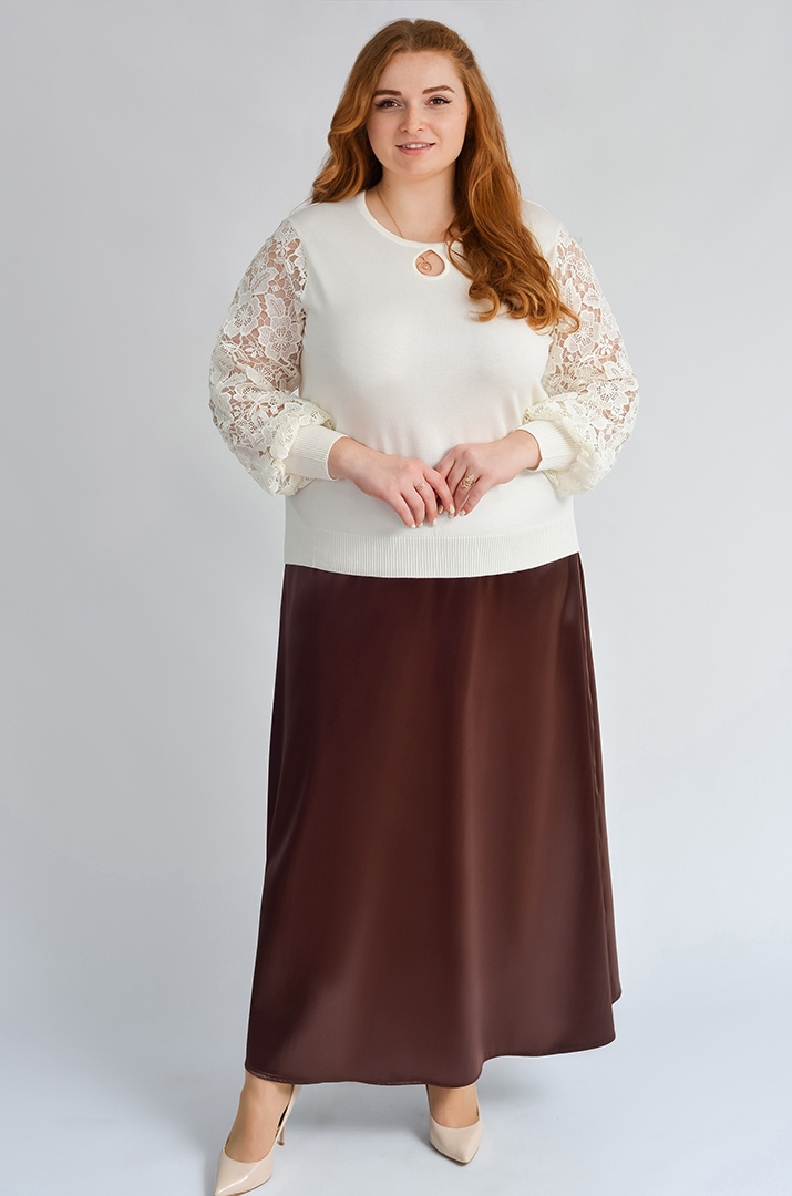 Блуза з мереживом і декоративною «крапелькою» великих розмірів