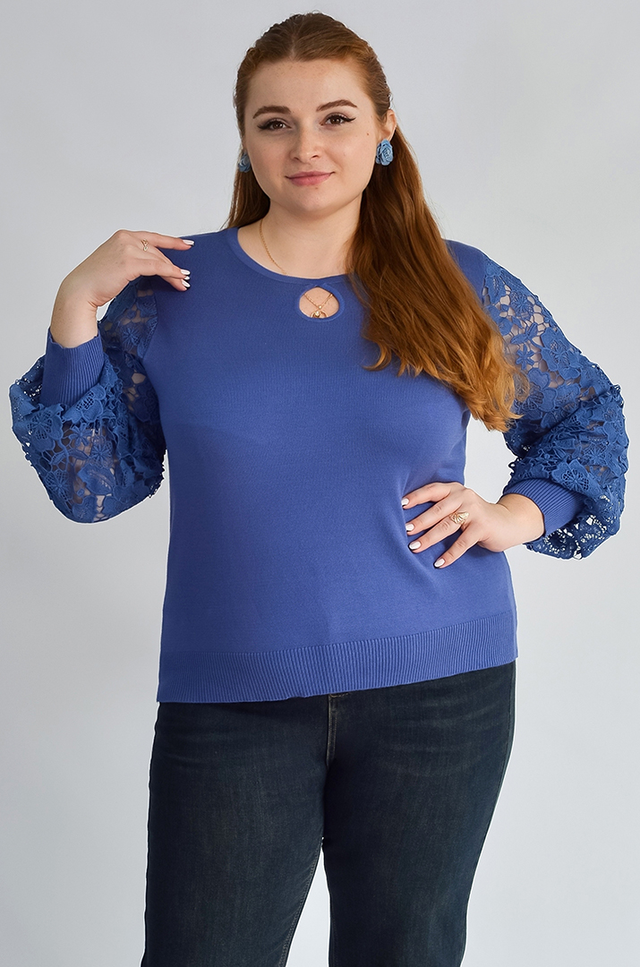 Блуза з мереживом і декоративною «крапелькою» великих розмірів