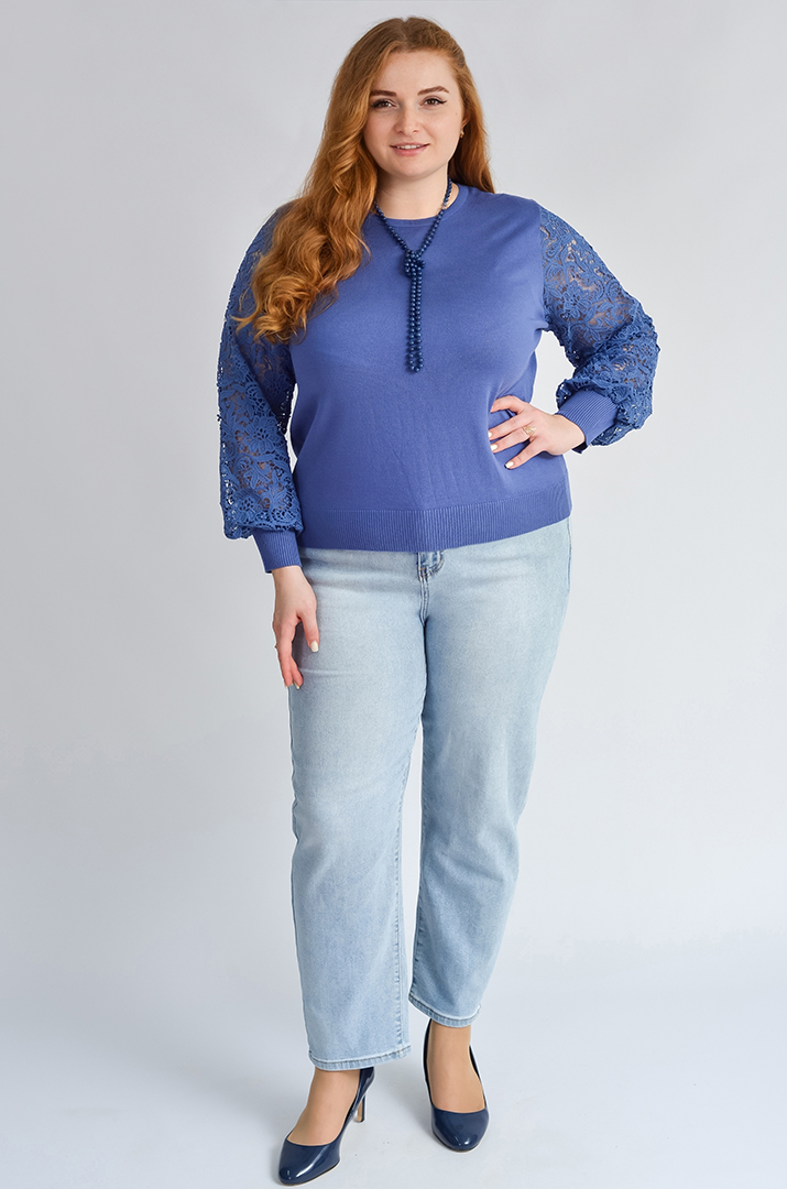 Елегантна блуза з квітковим мереживом великих розмірів