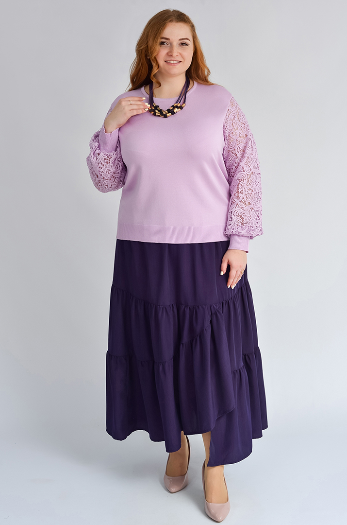 Елегантна блуза з квітковим мереживом великих розмірів