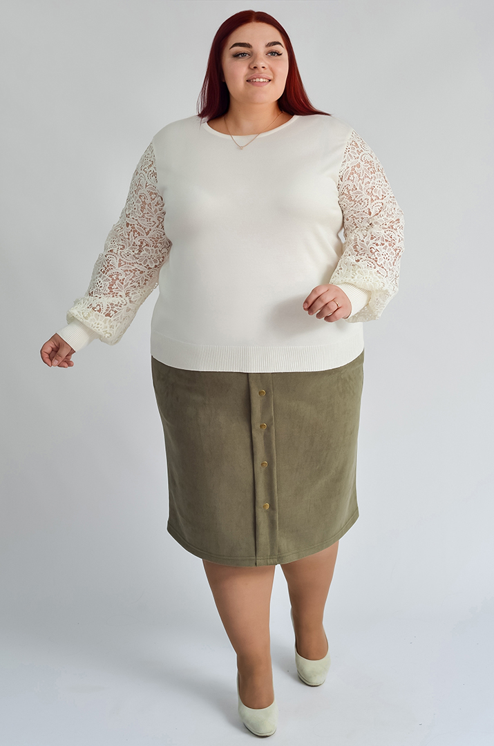 Елегантна блуза з квітковим мереживом великих розмірів