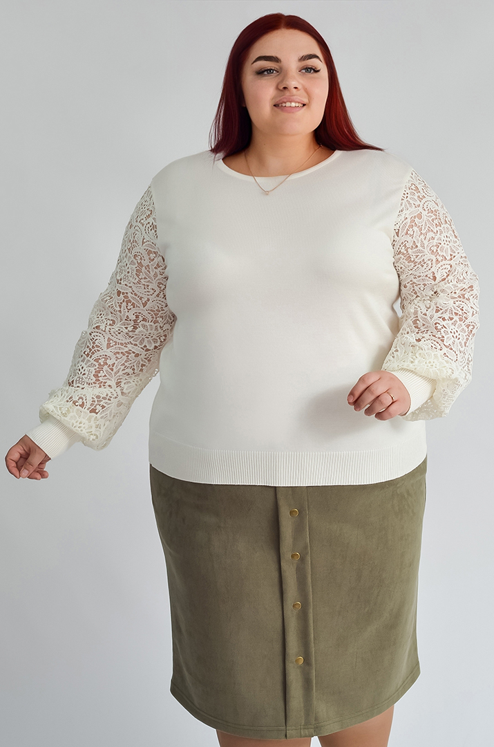 Елегантна блуза з квітковим мереживом великих розмірів