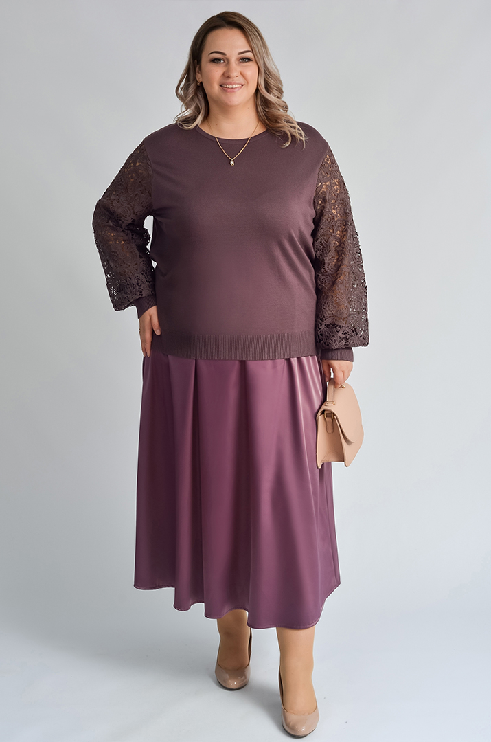 Елегантна блуза з квітковим мереживом великих розмірів