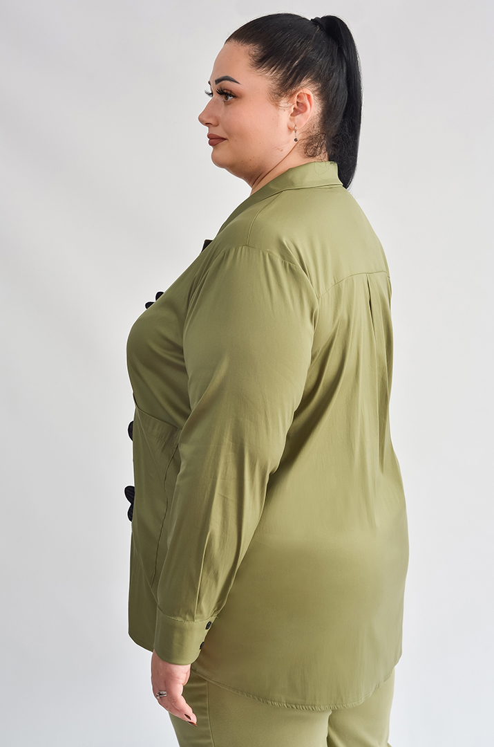 Блуза довга з квітковою аплікацією великих розмірів