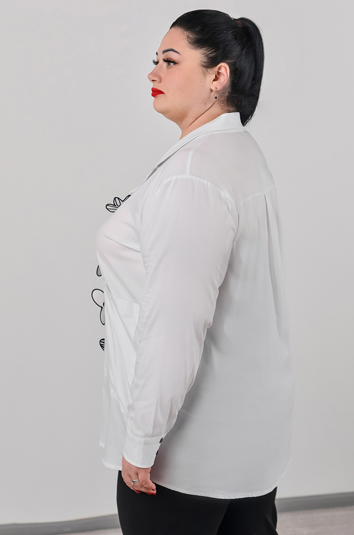 Блуза довга з квітковою аплікацією великих розмірів