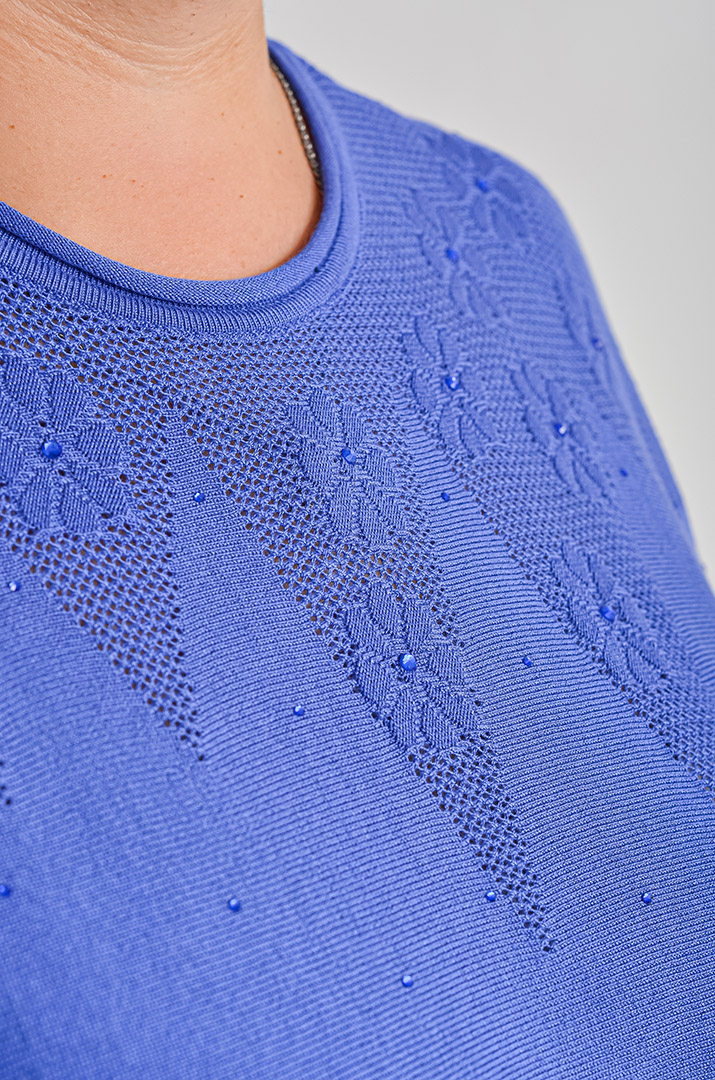 Блуза з дрібною в’язкою і квітковим візерунком великих розмірів