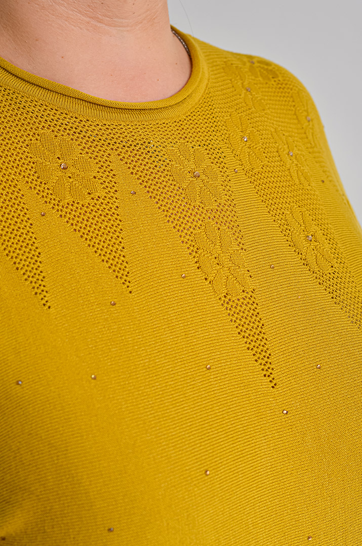 Блуза з дрібною в’язкою і квітковим візерунком великих розмірів