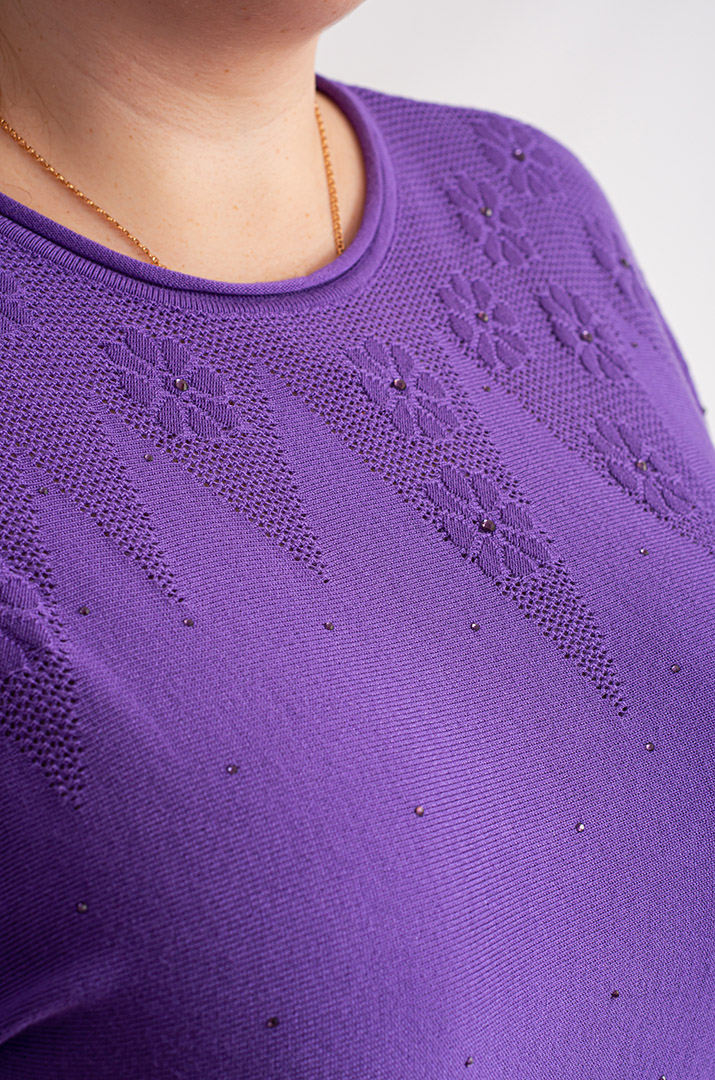 Блуза з дрібною в’язкою і квітковим візерунком великих розмірів