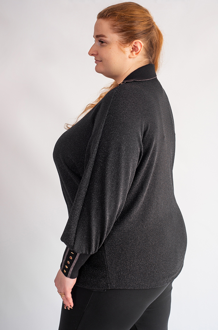 Блуза з люрексом і декоративними манжетами великих розмірів