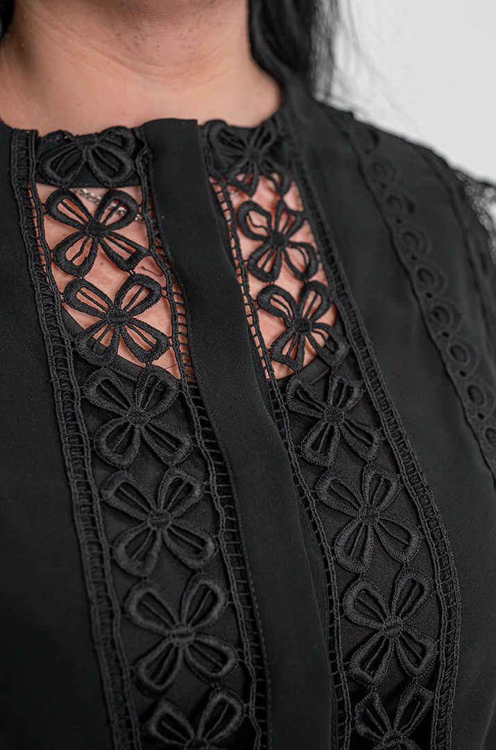 Блуза‑двійка з мереживним фактурним оздобленням великих розмірів