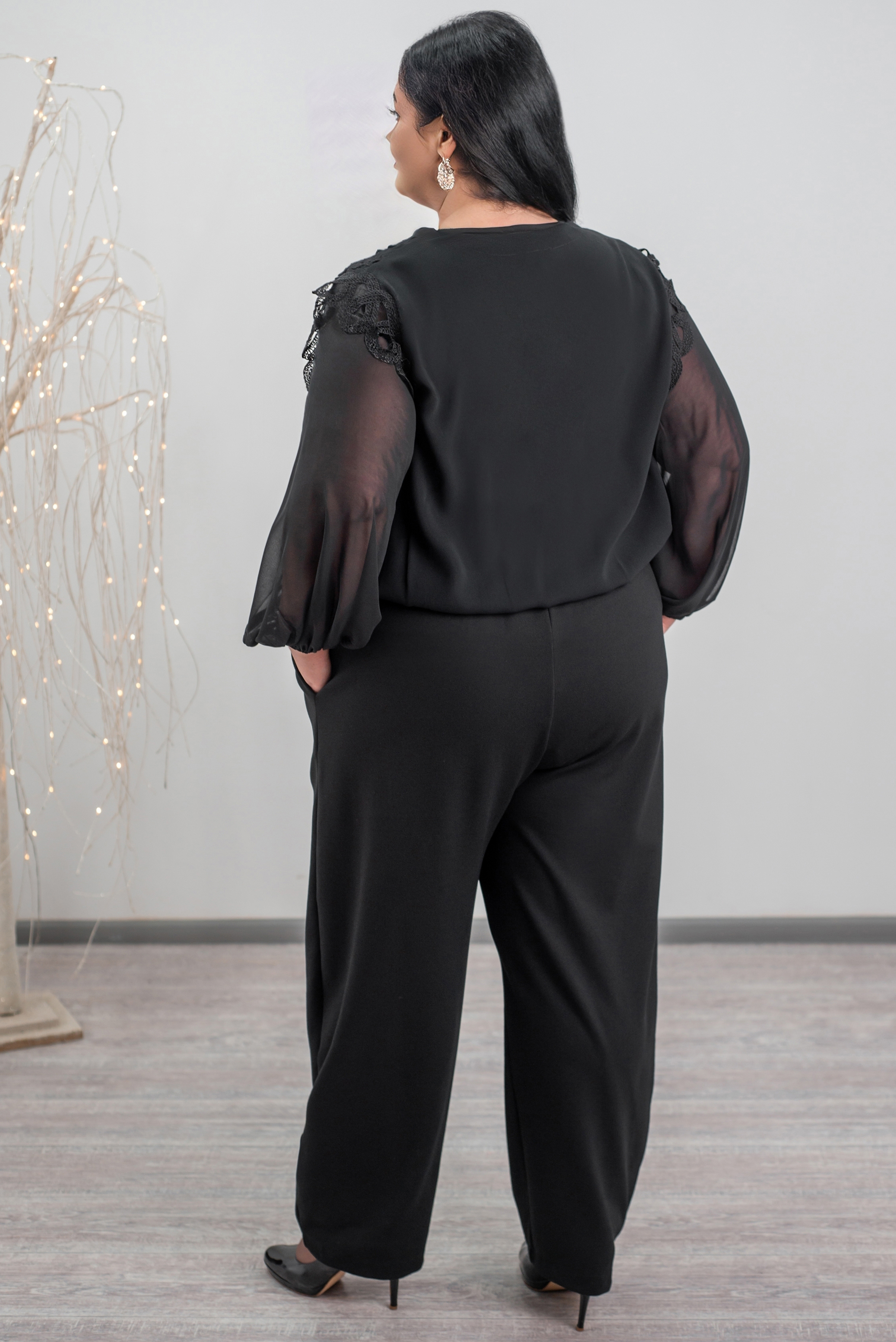 Блуза‑двійка з мереживним фактурним оздобленням великих розмірів