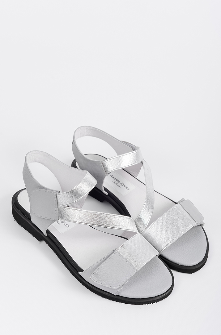 Босоніжки сріблясті з липучками великих розмірів