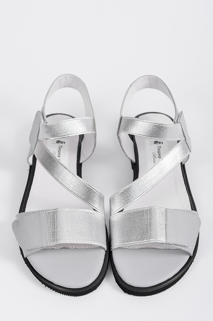 Босоніжки сріблясті з липучками великих розмірів