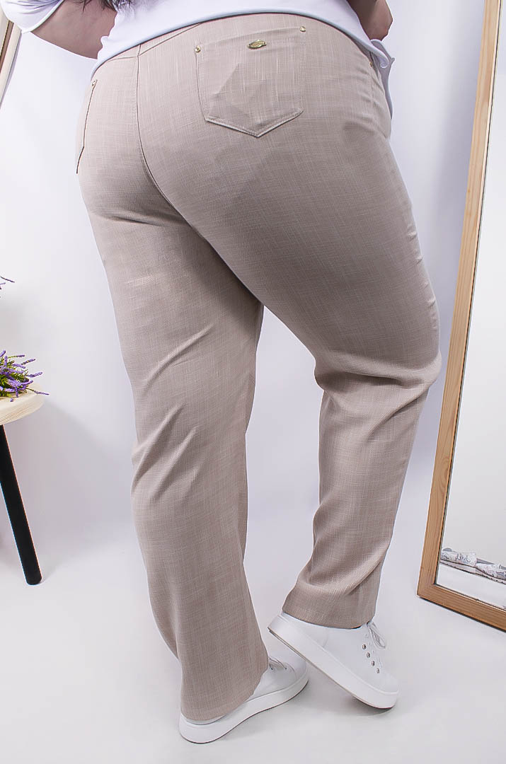 Брюки зауженные беж батал