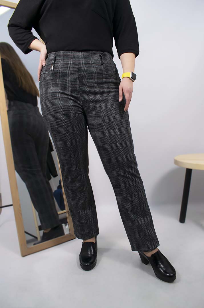 Брюки средние клетка батал