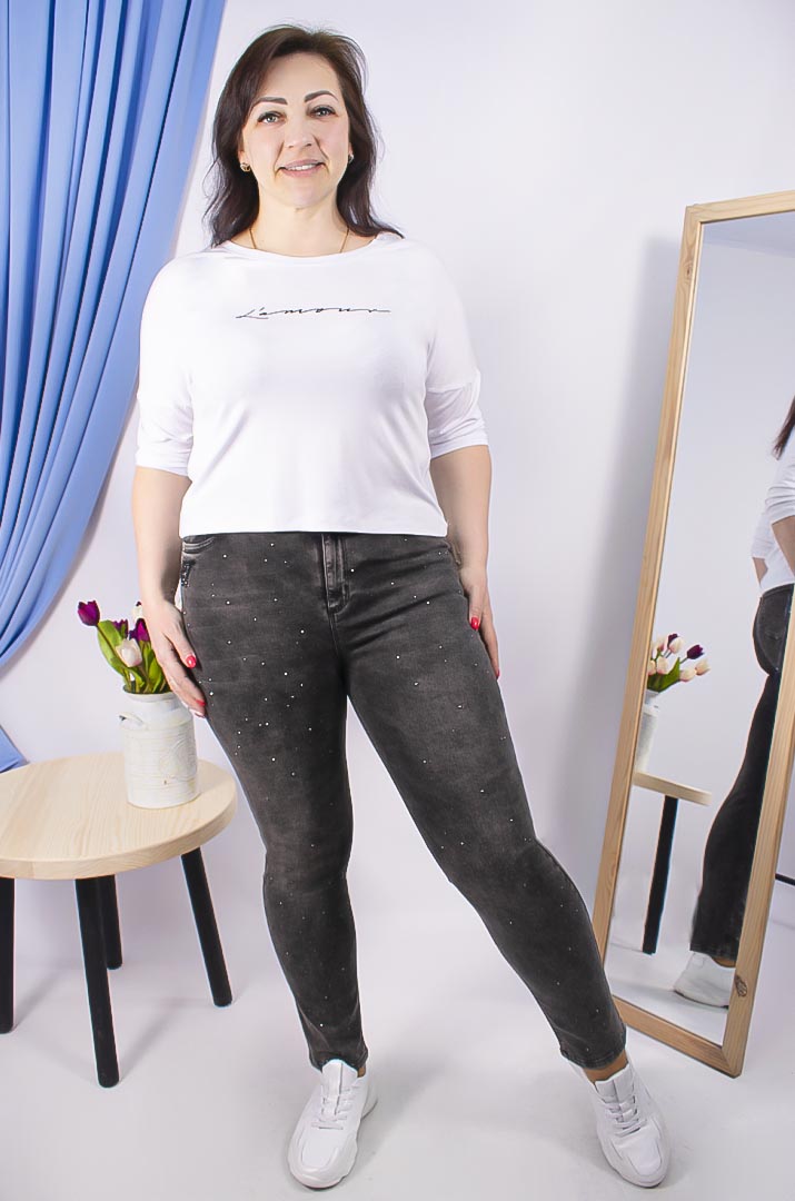 Джинси завужені зі стразами батал