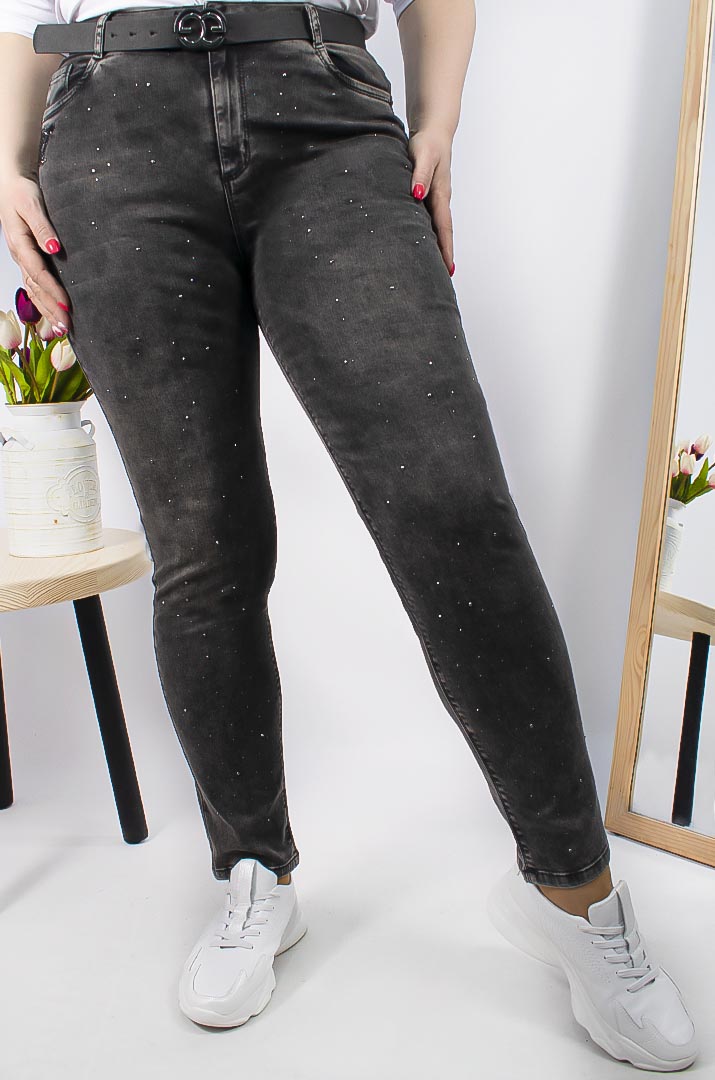 Джинси завужені зі стразами батал