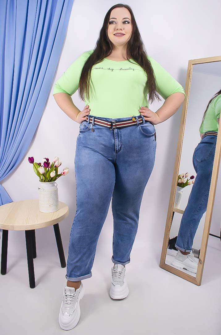 Джинси банани зі смугастим поясом супер батал