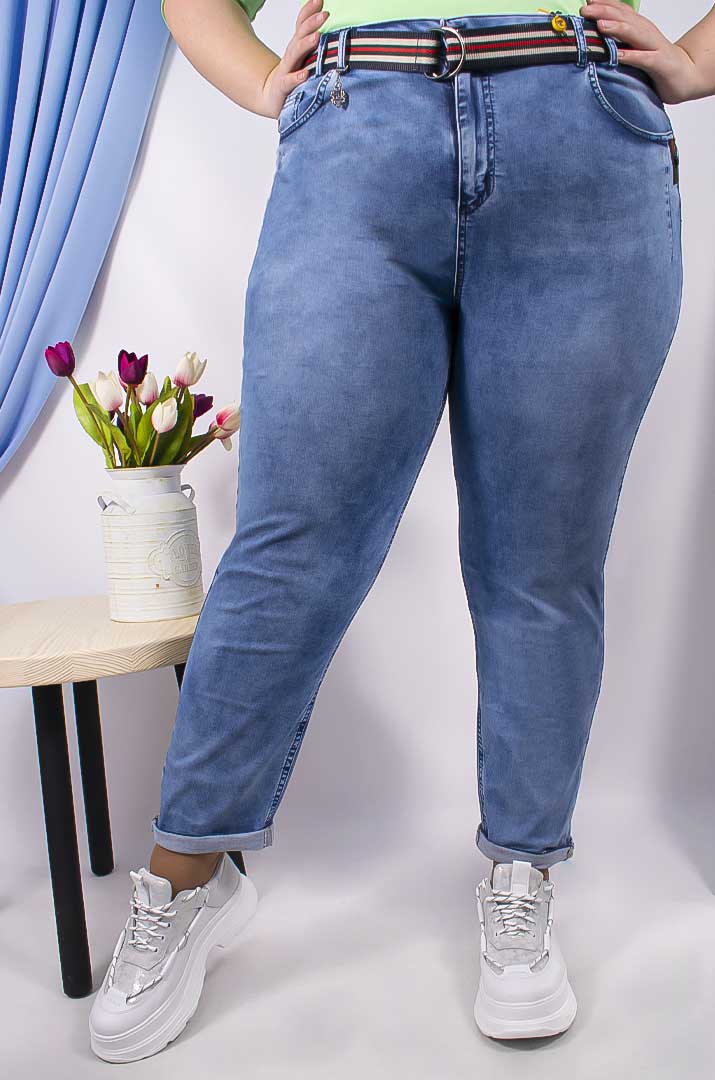 Джинси банани зі смугастим поясом супер батал