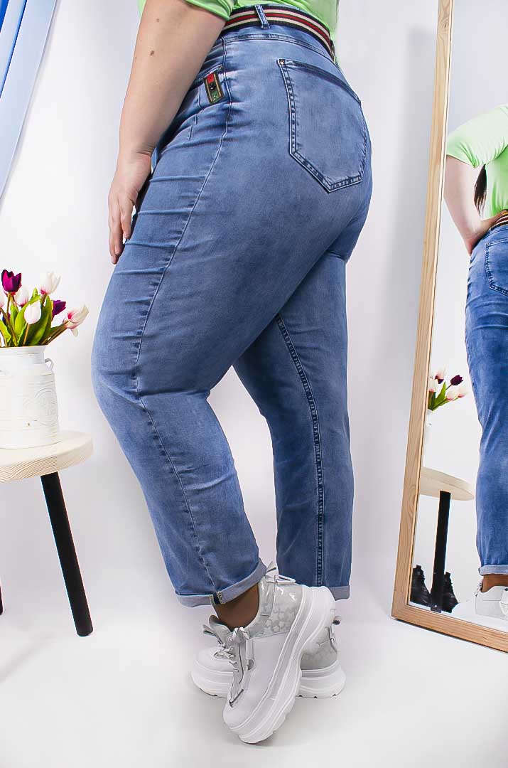 Джинси банани зі смугастим поясом супер батал