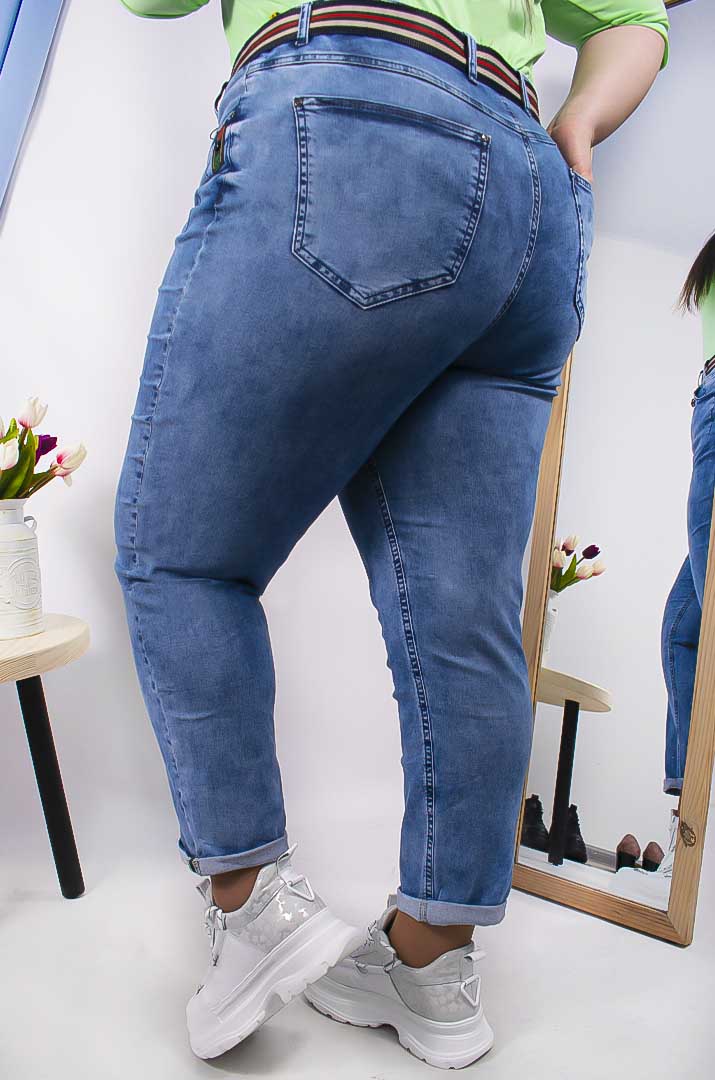 Джинси банани зі смугастим поясом супер батал