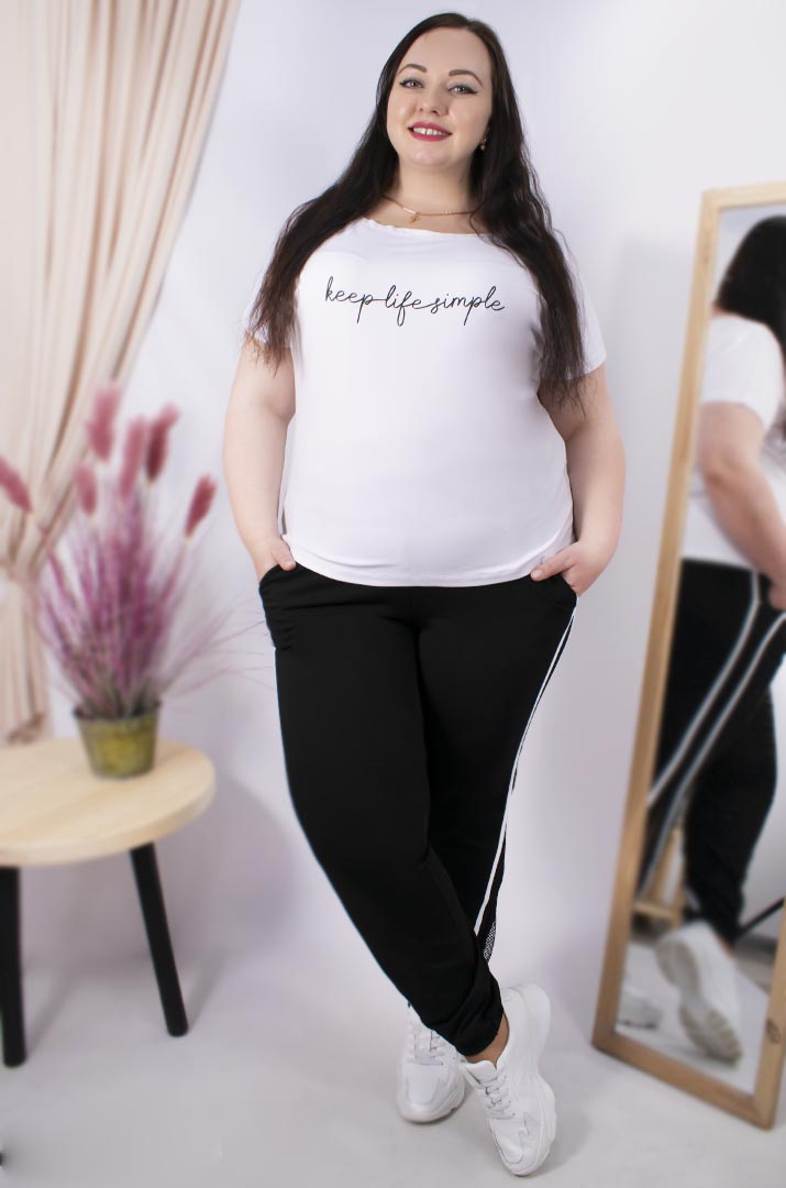 Стильные  зауженные брюки с сеткой супер батал