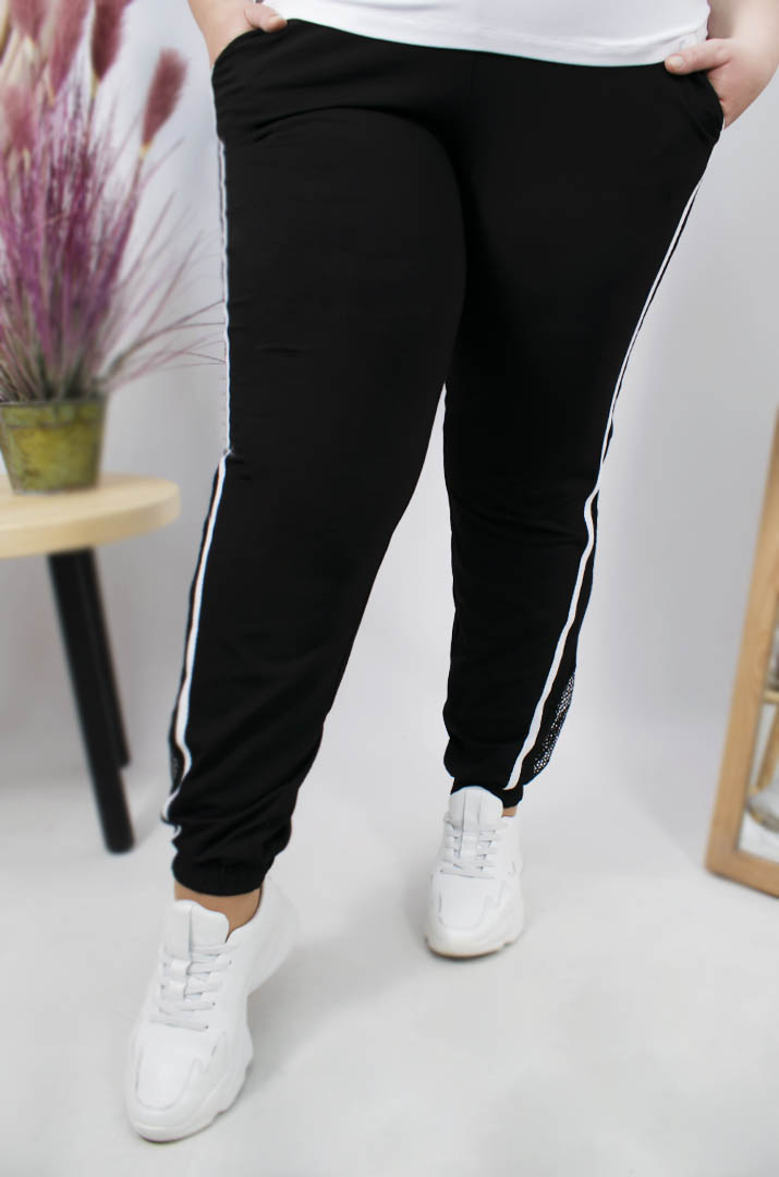 Стильные  зауженные брюки с сеткой супер батал