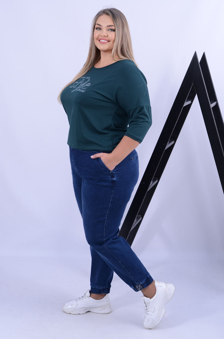 Джинсы зауженные на резинке батал